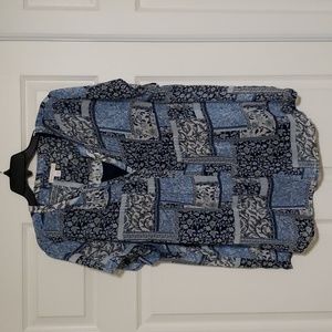 Dress Barn Westport blue flowered blouse with blue cami underneath 2X